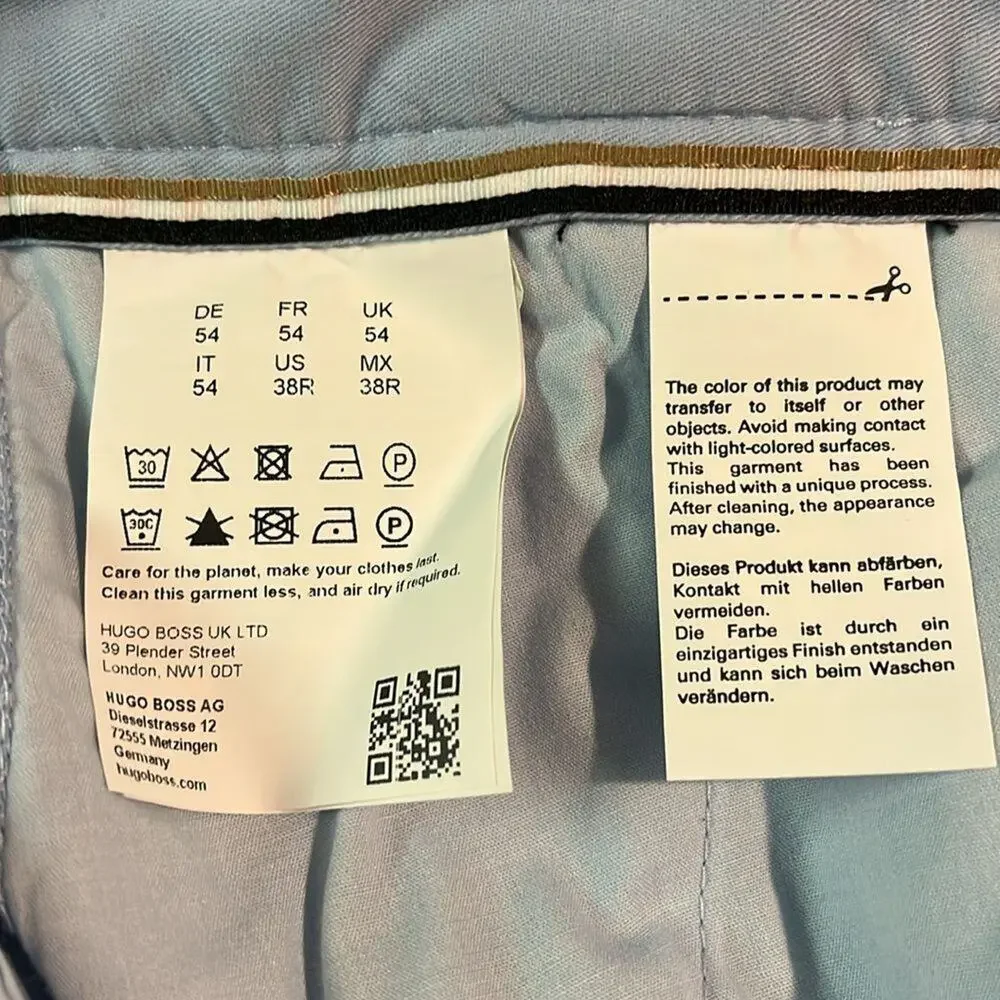 BOSS Slice Stretch Cotton Shorts in Light Blue Slim Fit 10” inseam Size 38/EU54 - Picture 10 of 10